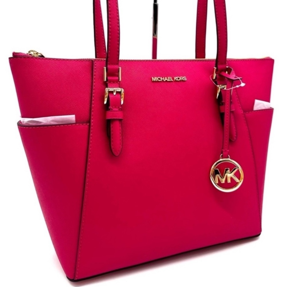 Michael Kors Large Charlotte Tote Bag Electric Pink
